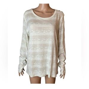 Karl Lagerfeld Paris - NWT - White & Silver Metallic Stripe Sweater XL